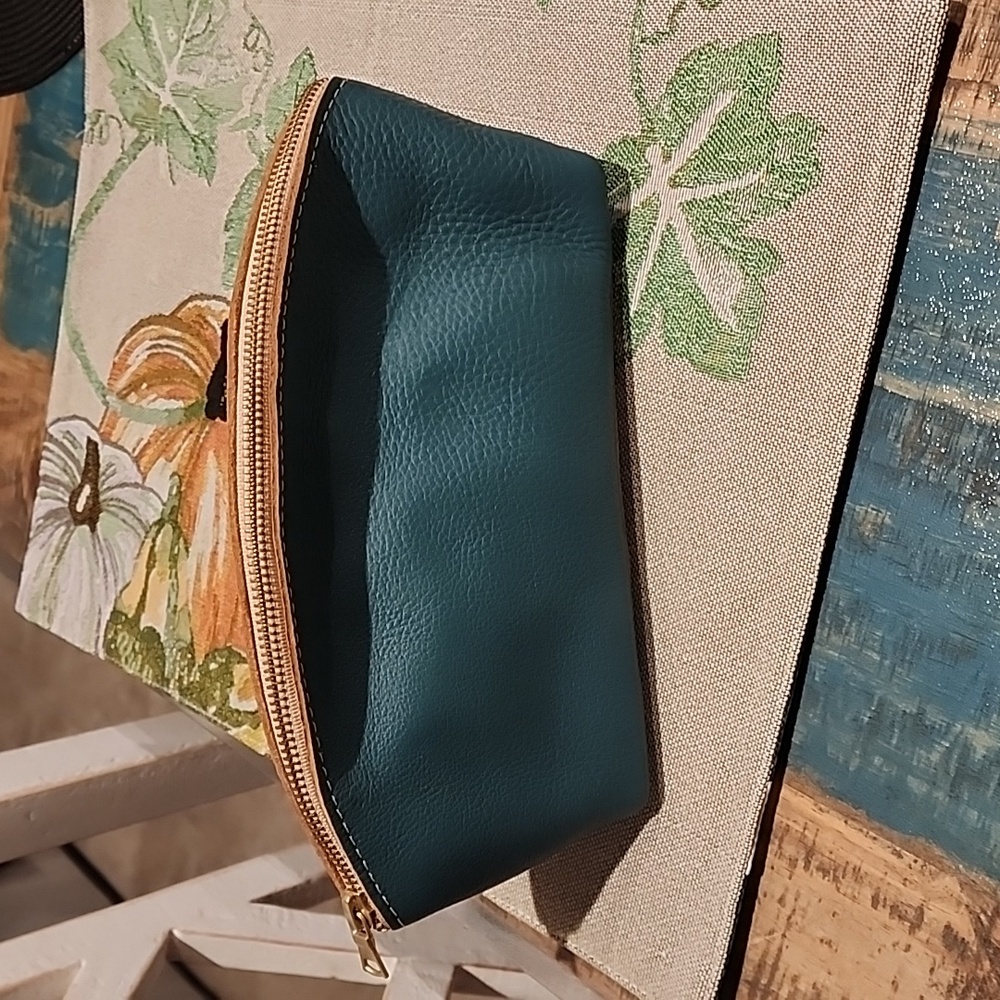 PLG turquoise Pebble Leather Cosmetic Bag